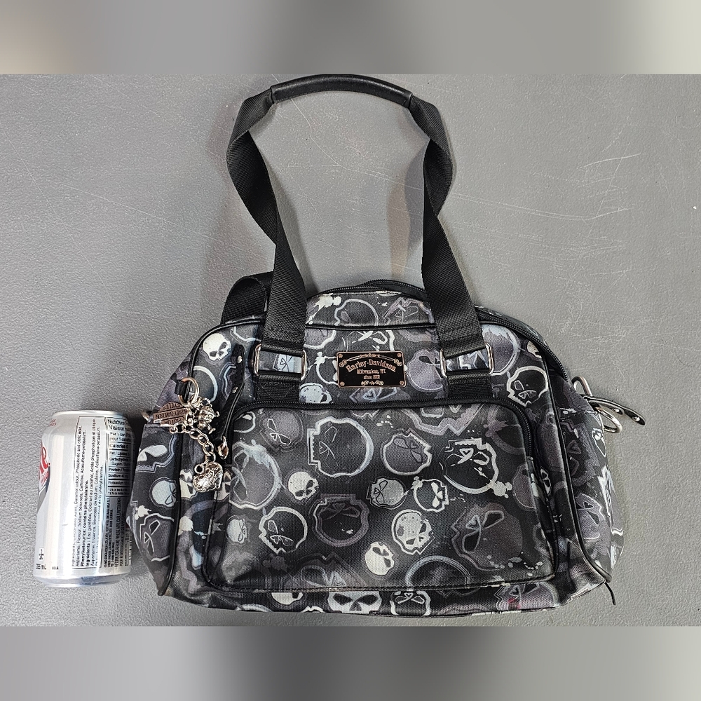 Harley-Davidson Black and Gray Skull Shoulder Bag